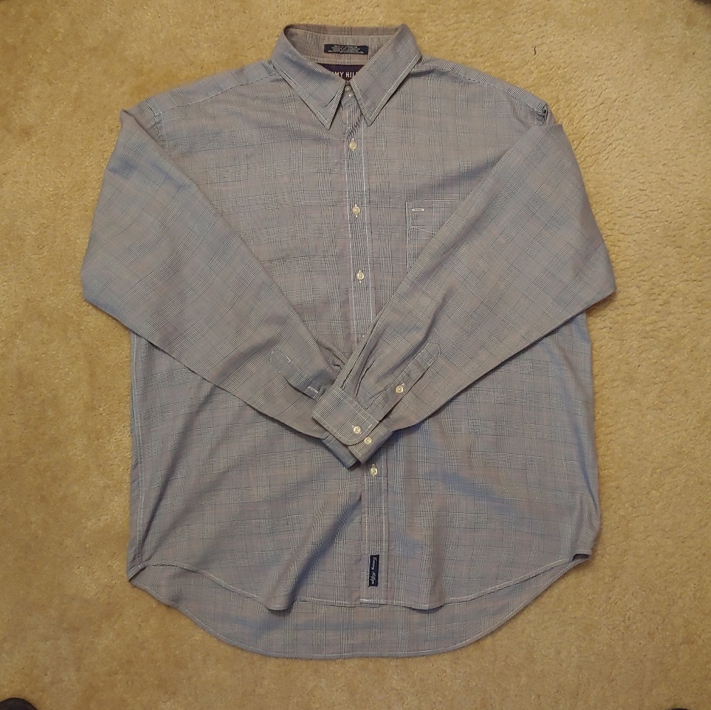 Tommy Hilfiger Men's XL Blue Plaid Button Up